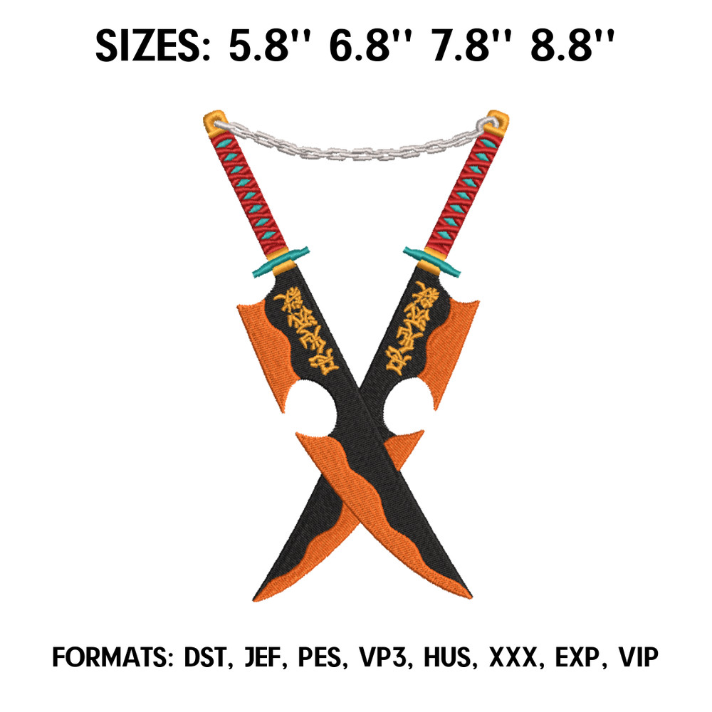 Tengen Uzui Blade Embroidery Design File, Kimetsu no yaiba Anime Embroidery Design Demon Slayer anime embroidery design.png