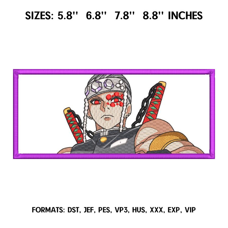Tengen Uzui Embroidery Design File, Kimetsu no yaiba Anime Embroidery Design, Machine embroidery pattern. Hashira.png