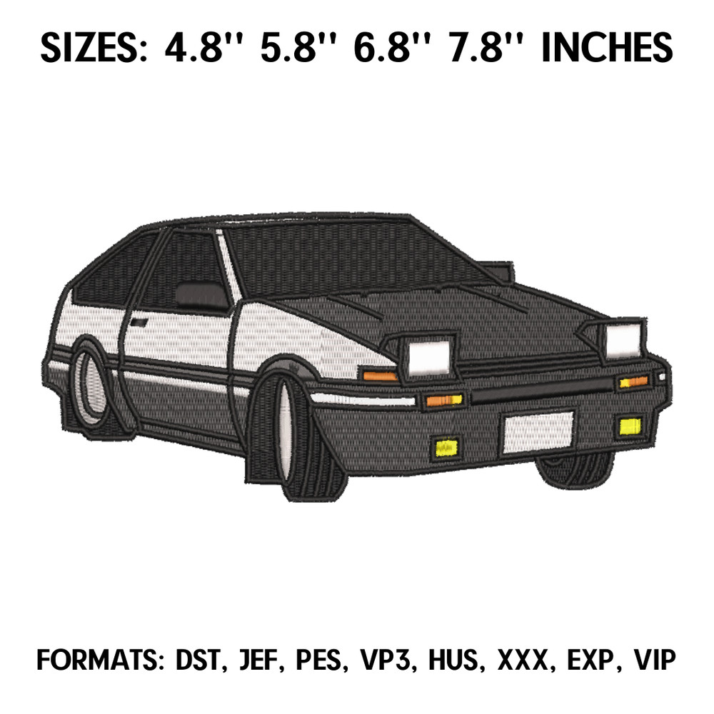 Toyota Sprinter Trueno AE86 Embroidery Design File, Machine Embroidery, Car embroidery pattern, Pes Design Brother.png