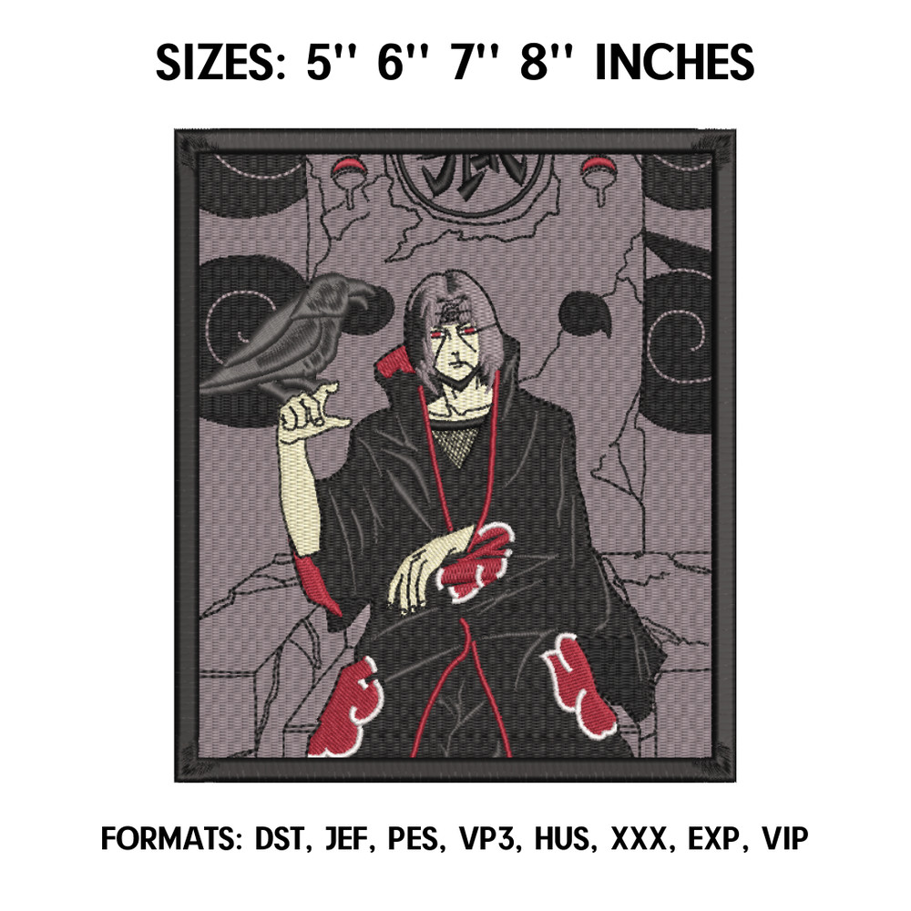 Uchiha Itachi Embroidery Design File, Naruto Anime Embroidery Design, Machine Embroidery Dst. Anime Design Pes Brother 1.png