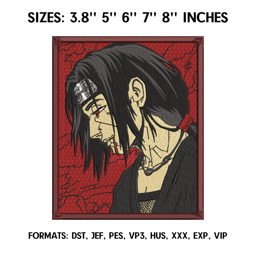 Uchiha Itachi Embroidery Design File, Naruto Anime Embroidery Design, Machine Embroidery Dst. Anime Design Pes Brother.png