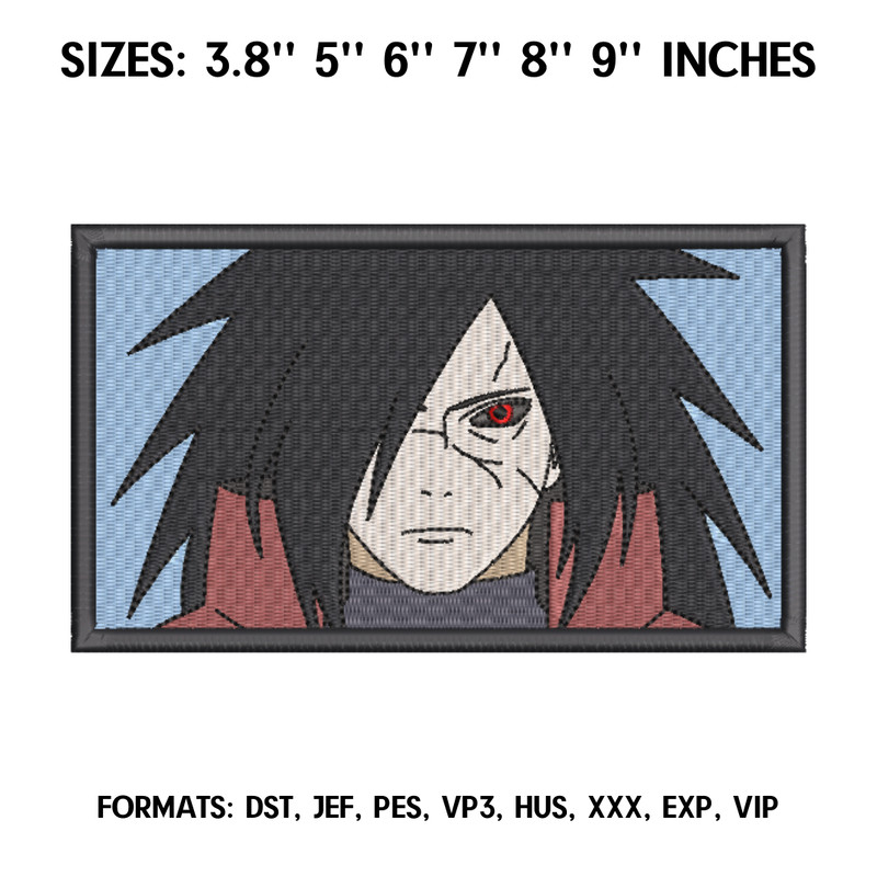 Uchiha Madara Embroidery design file pes. Anime Naruto embroidery design. Machine embroidery, Anime Pes Design Brother 3.png