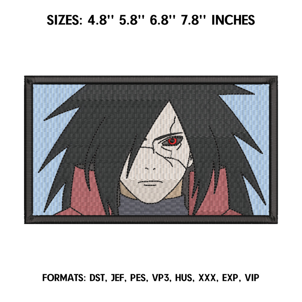 Uchiha Madara Embroidery design file pes. Anime Naruto embroidery design. Machine embroidery, Anime Pes Design Brother.png