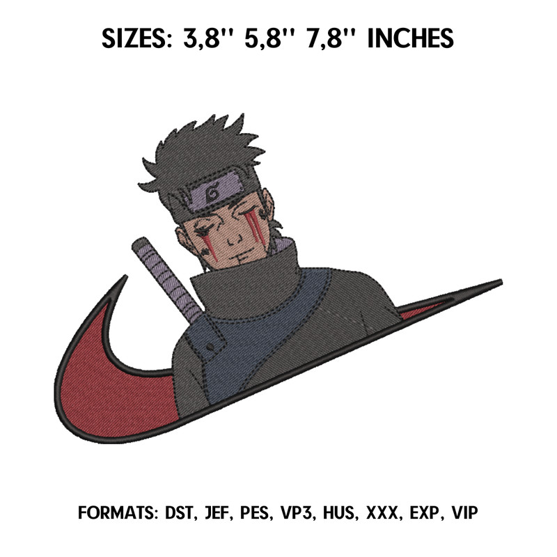 Uchiha Shisui Embroidery Design File, Naruto Anime Embroidery Design, Anime Pes Design Brother, Machine embroidery file.png