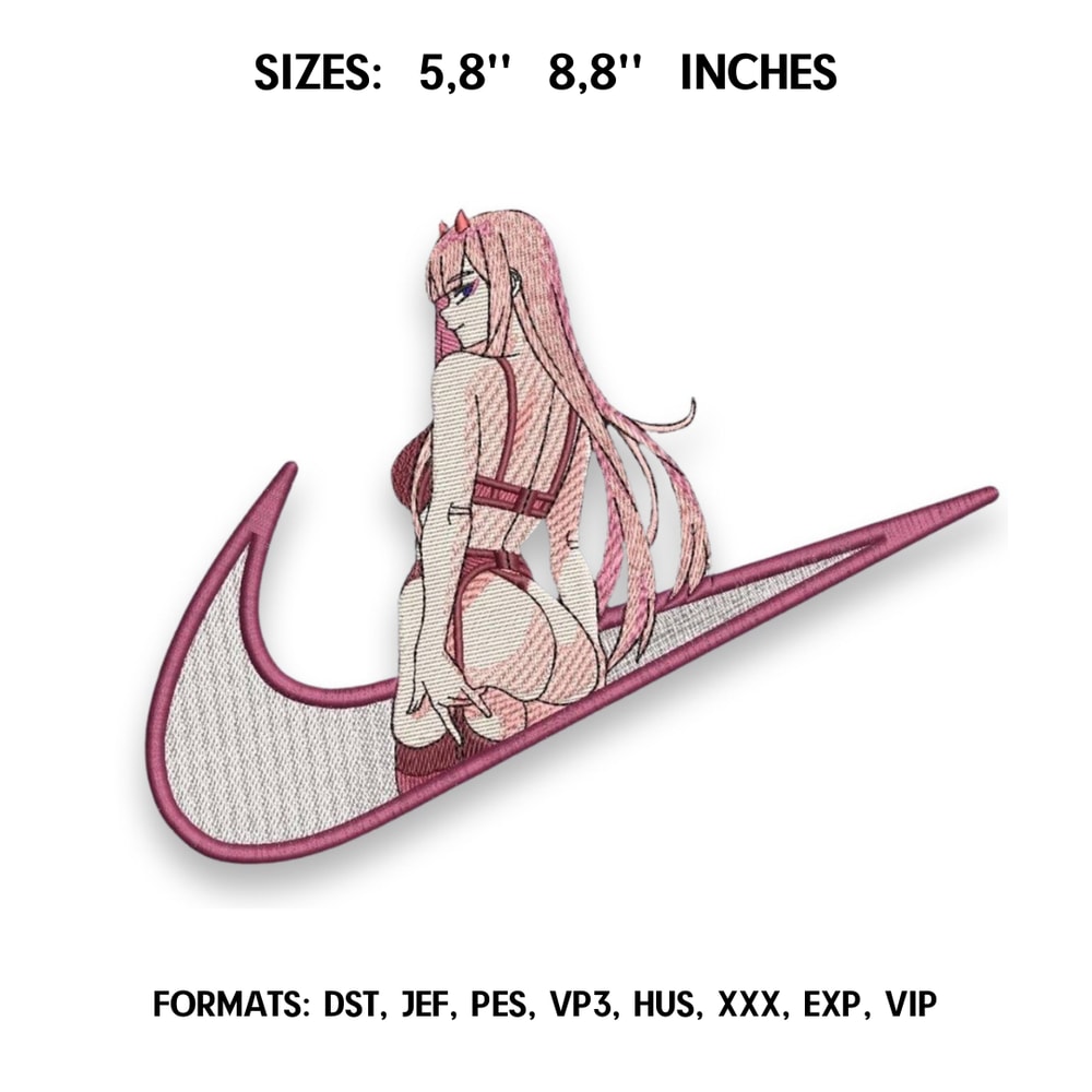 Zero Two Embroidery Design File, Darling in the Franxx Anime Embroidery Design, Anime Pes Design, Machine Enbroidery.png