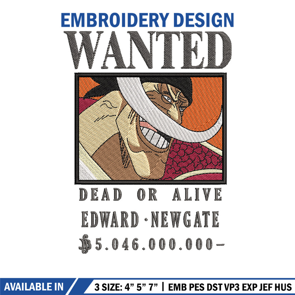 Bounty newgate embroidery design, One piece embroidery, Anime design, Embroidery shirt, Embroidery file,Digital download.jpg