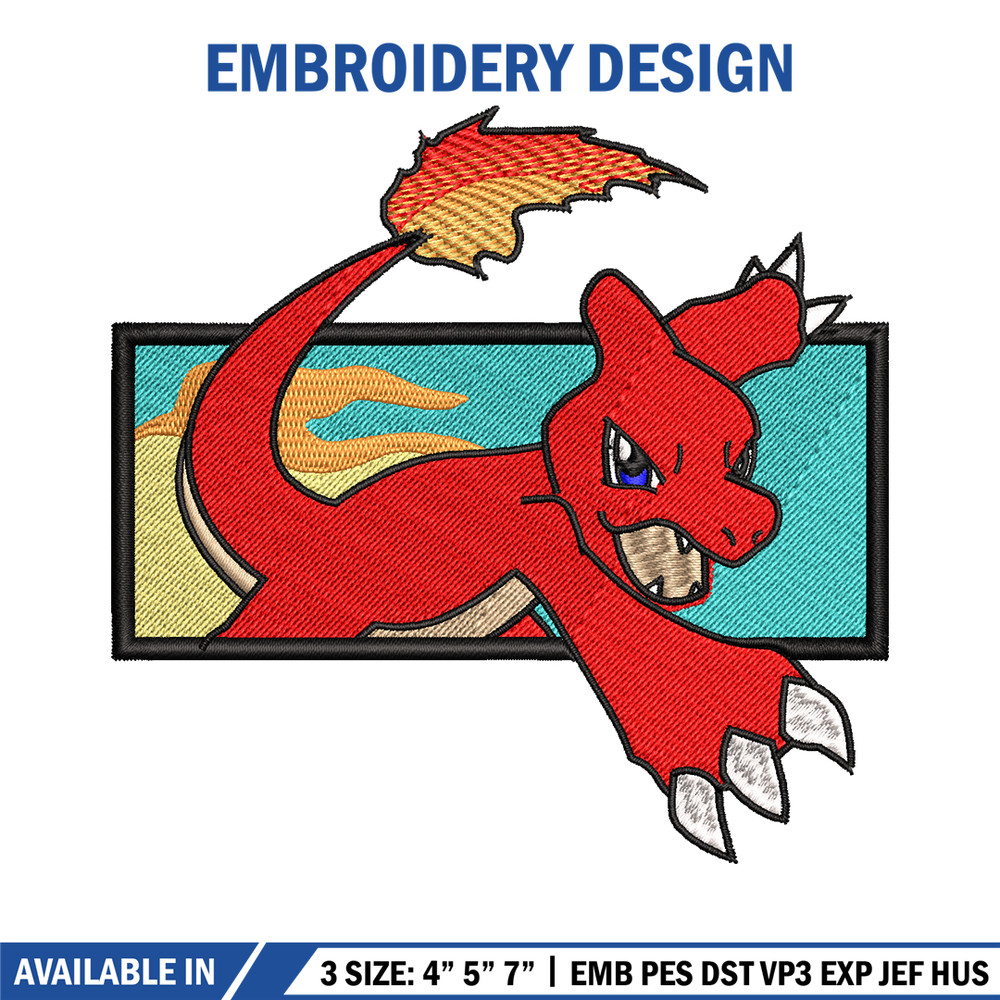 Charmeleon embroidery design, Pokemon embroidery, embroidery file, anime design, anime shirt, Digital download.jpg