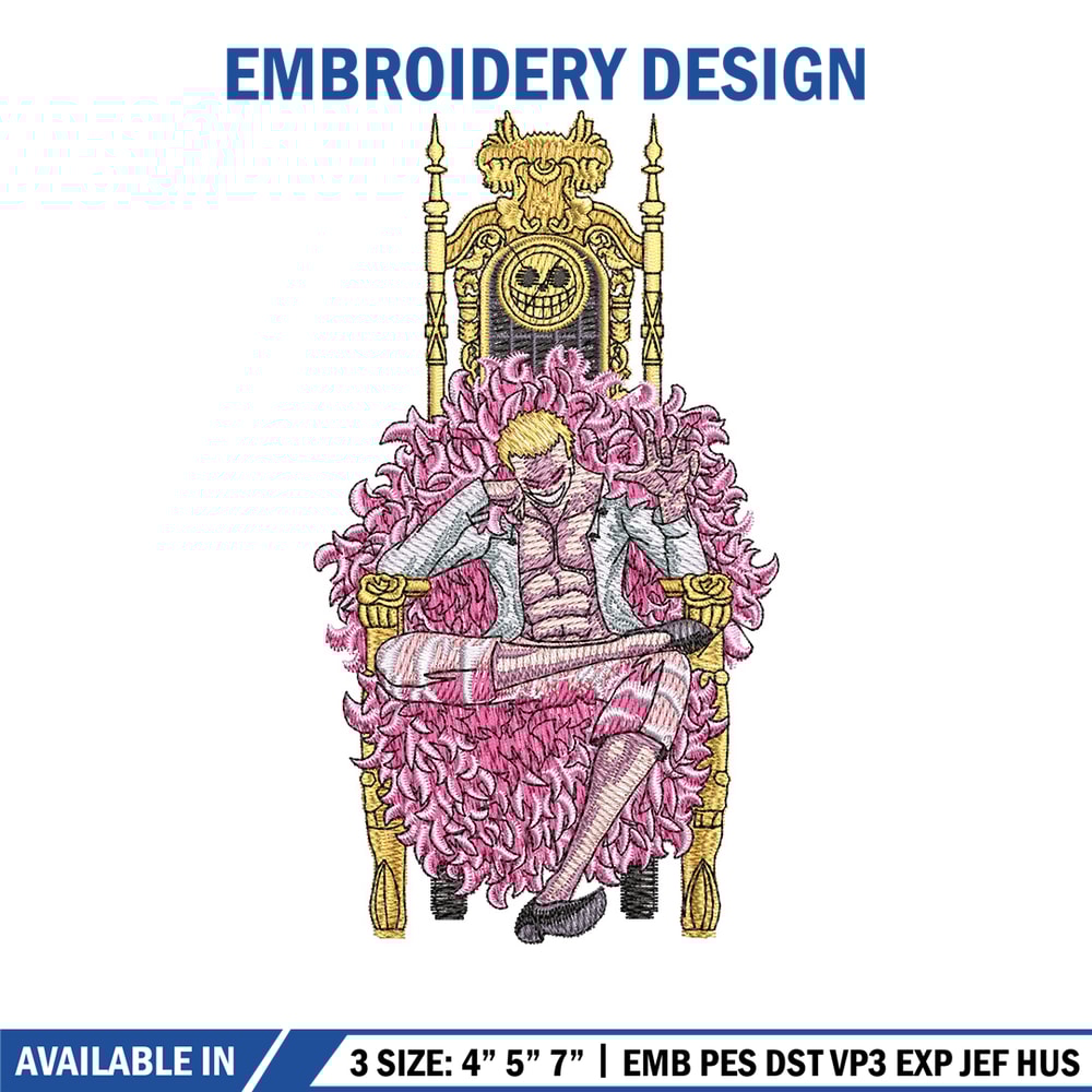 Doffy king embroidery design, One piece embroidery, Anime design, Embroidery shirt, Embroidery file, Digital download.jpg