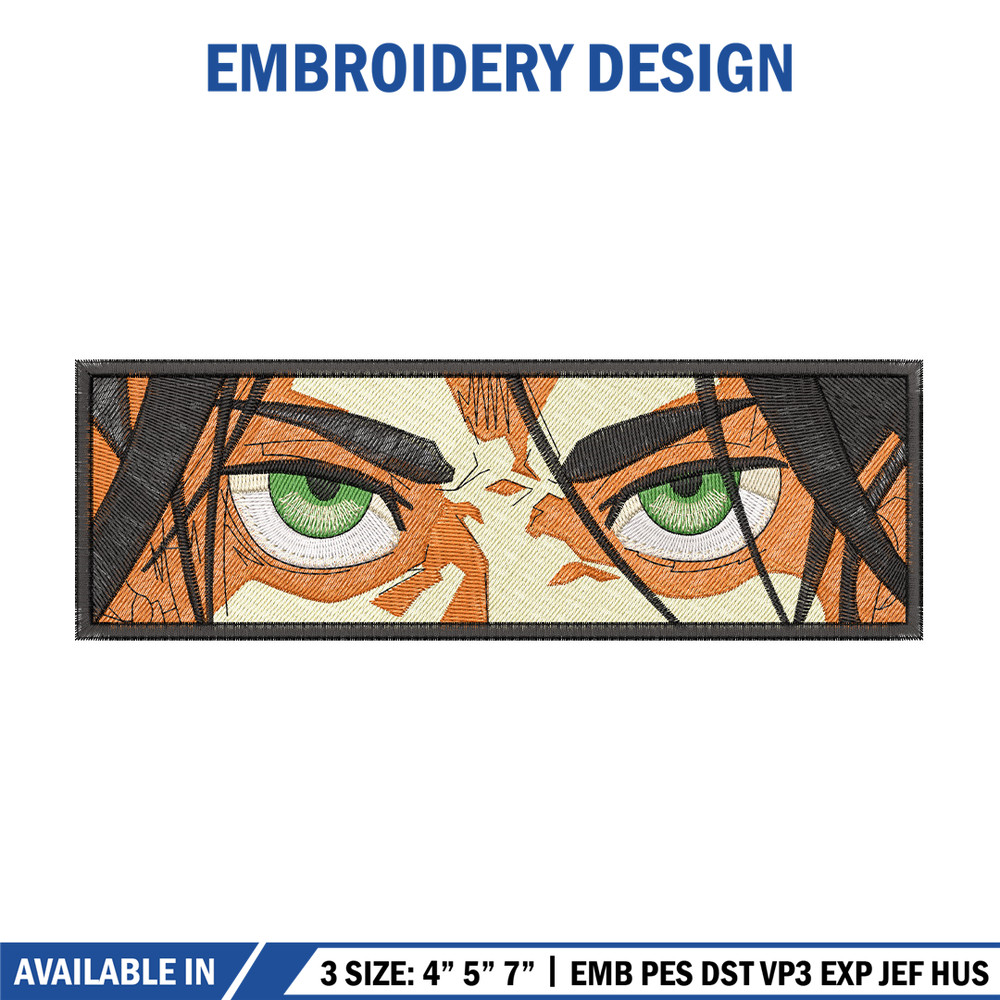 Eren eyes embroidery design, Aot embroidery, Embroidery file, Anime design, Embroidery shirt, Digital download.jpg