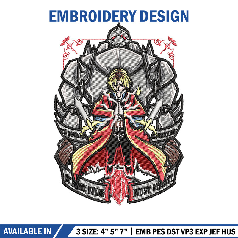 Full metal embroidery design, Full metal embroidery, Anime design, Embroidery shirt, Embroidery file, Digital download.jpg