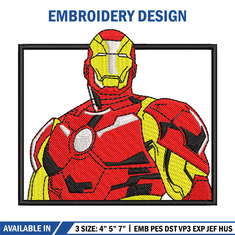 Iron man embroidery design, Marvel embroidery, Anime design, Embroidery shirt, Embroidery file,Digital download.jpg