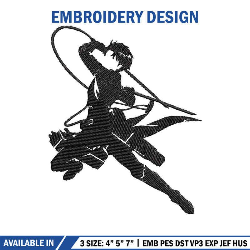Levi black embroidery design, Aot embroidery, Anime design, Embroidery shirt, Embroidery file, Digital download.jpg