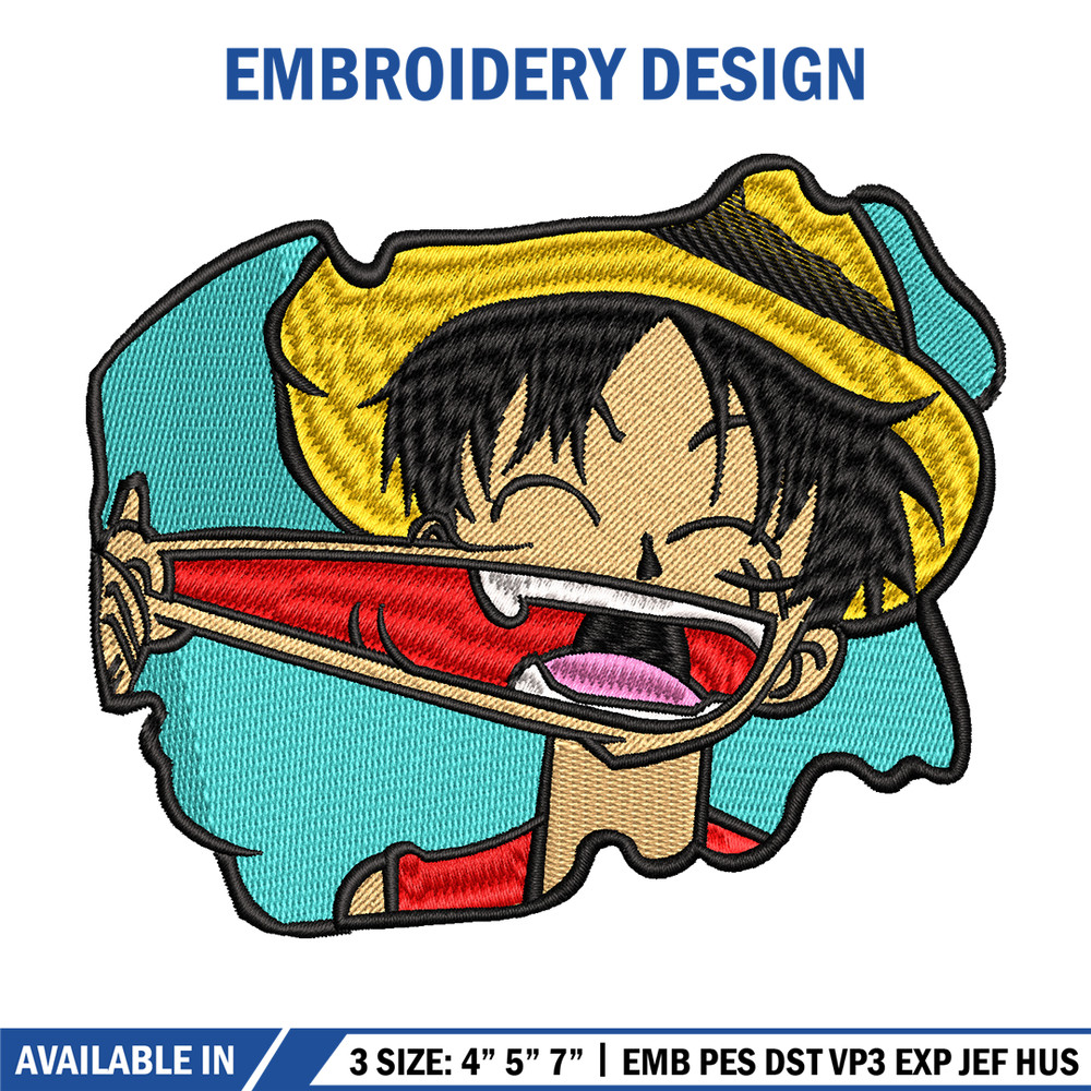Luffy Laugh embroidery design, One Piece embroidery, embroidery file, anime design, anime shirt, Digital download.jpg