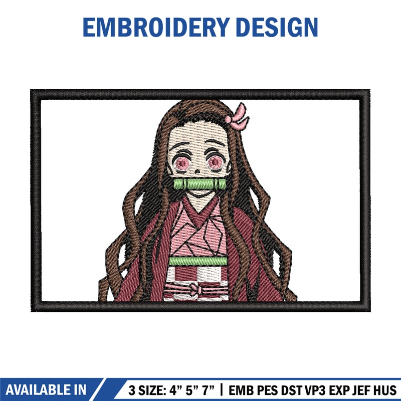 Nezuko rectangle embroidery design, Neuzko embroidery, Anime design, Embroidery shirt, Embroidery file, Digital download.jpg