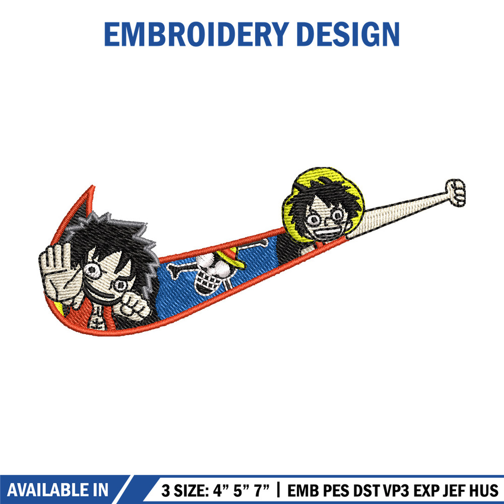 Nike luffy embroidery design, Nike embroidery, Anime design, Embroidery shirt, Embroidery file, Digital download.jpg