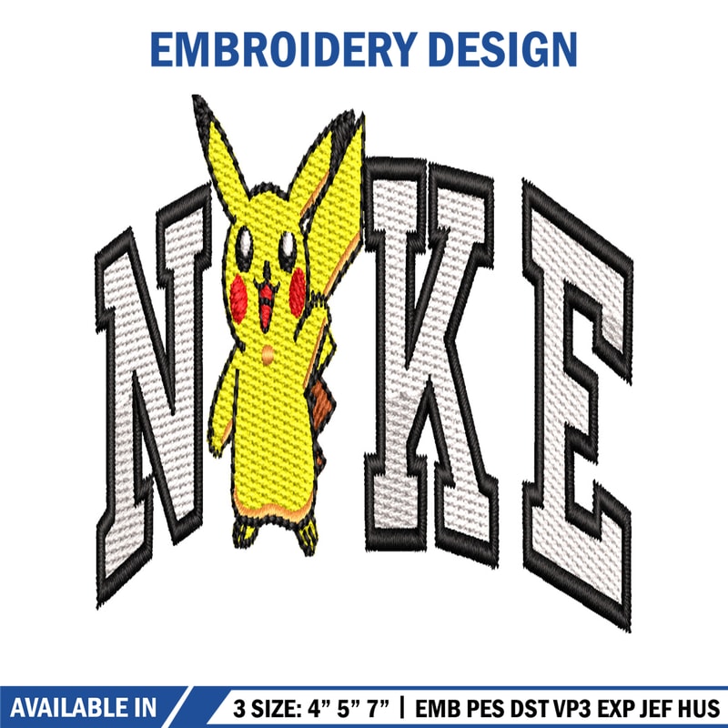 Nike Pikachu embroidery design, Pokemon embroidery, Nike design, embroidery file, anime shirt, Digital download.jpg