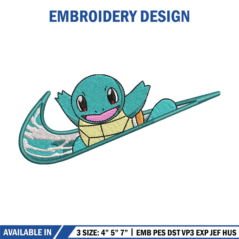 Nike Squirtle embroidery design, Pokemon embroidery, Nike design, anime design, anime shirt, Digital download.jpg