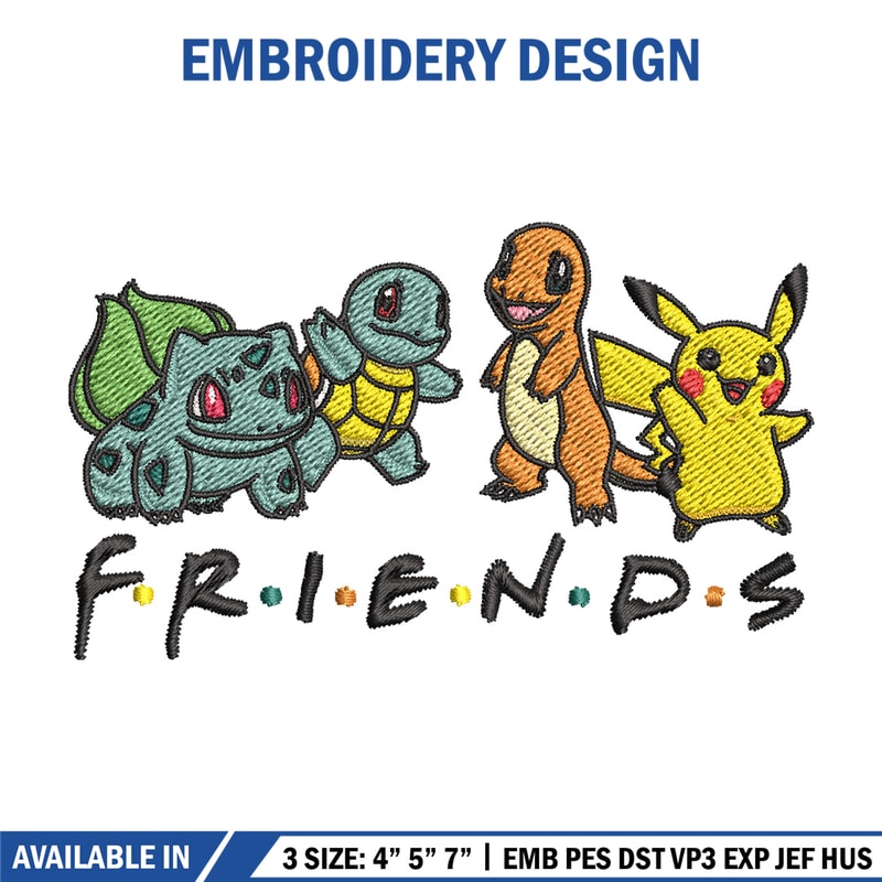 Pikachu friends embroidery design, Pokemon embroidery, Anime design, Embroidery file, Digital download, Embroidery shirt.jpg