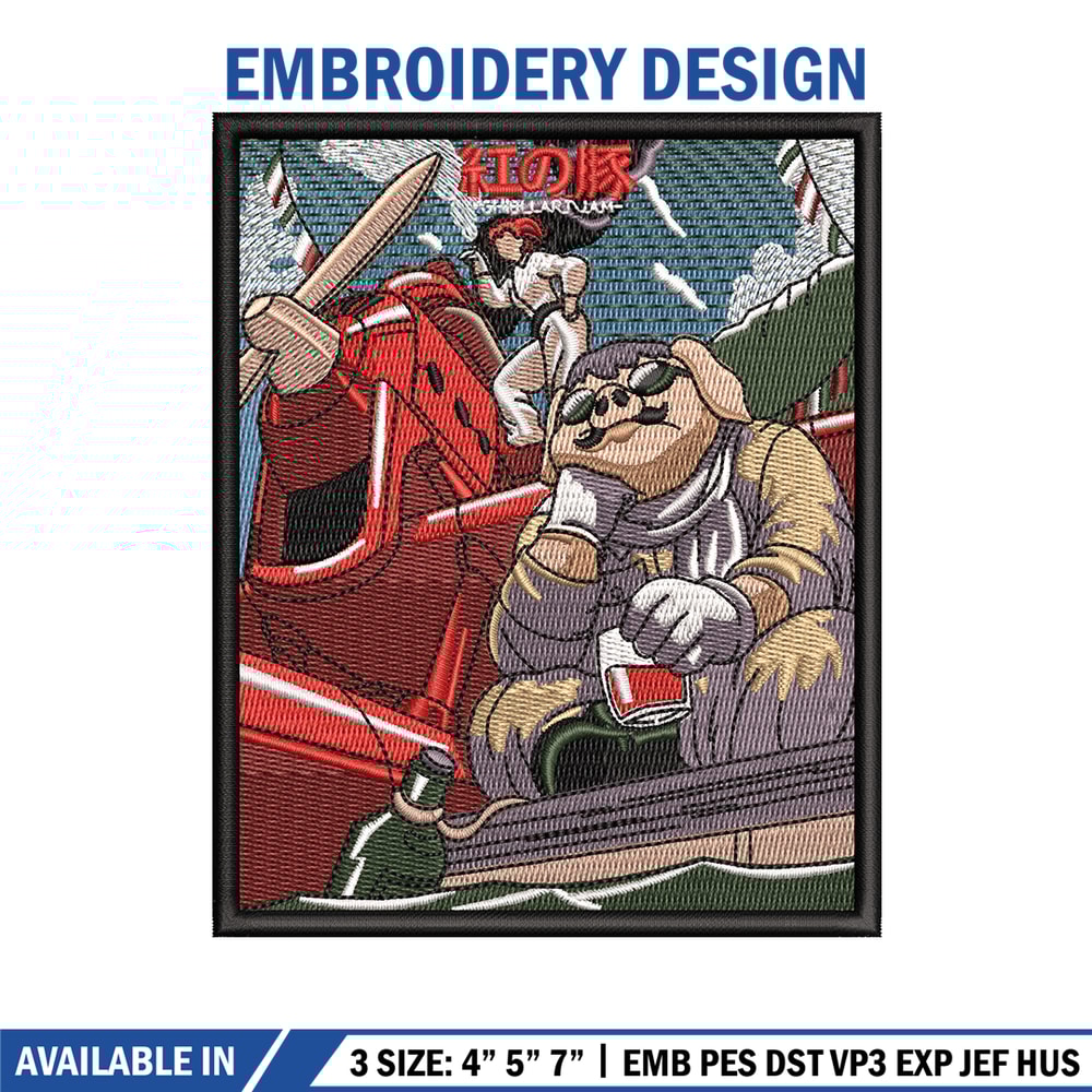 Porco Rosso embroidery design, Ghibli embroidery, Anime design, Embroidery shirt, Embroidery file, Digital download.jpg
