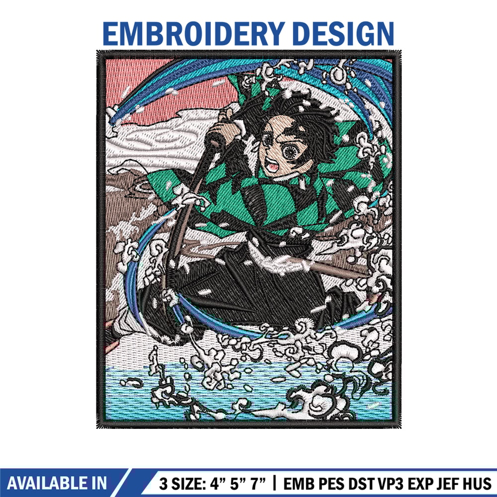 Tanjiro water embroidery design, Tanjiro embroidery, Anime design, Embroidery shirt, Embroidery file, Digital download.jpg