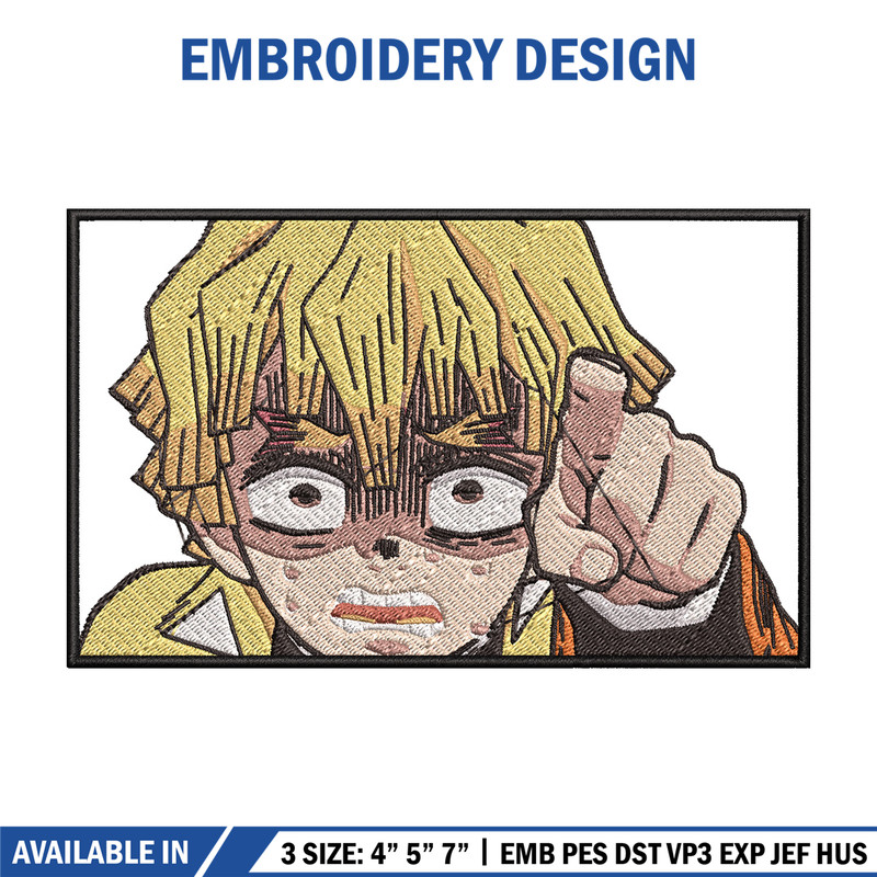 Zenitsu scary embroidery design, Zenitsu embroidery, Anime design, Embroidery shirt, Embroidery file, Digital download.jpg