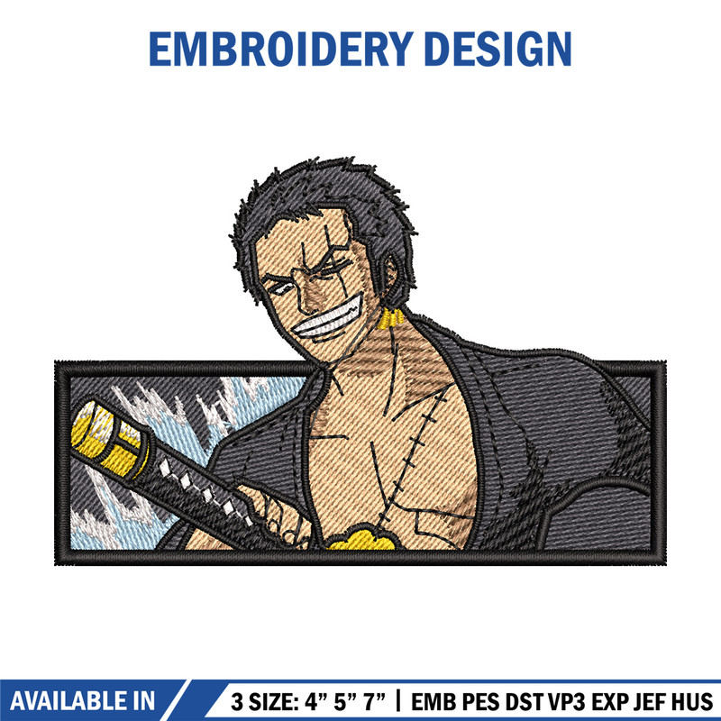 Zoro box embroidery design, One piece embroidery, Anime design, Embroidery shirt, Embroidery file, Digital download.jpg