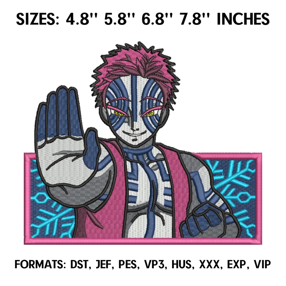 Akaza Embroidery Design File, Kimetsu no yaiba Anime Embroidery Design, Demon Slayer anime embroidery design, Upper Moon 2.png