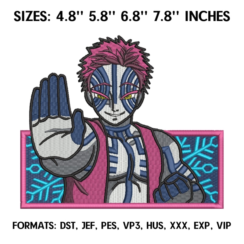 Akaza Embroidery Design File, Kimetsu no yaiba Anime Embroidery Design, Demon Slayer anime embroidery design, Upper Moon 2.png