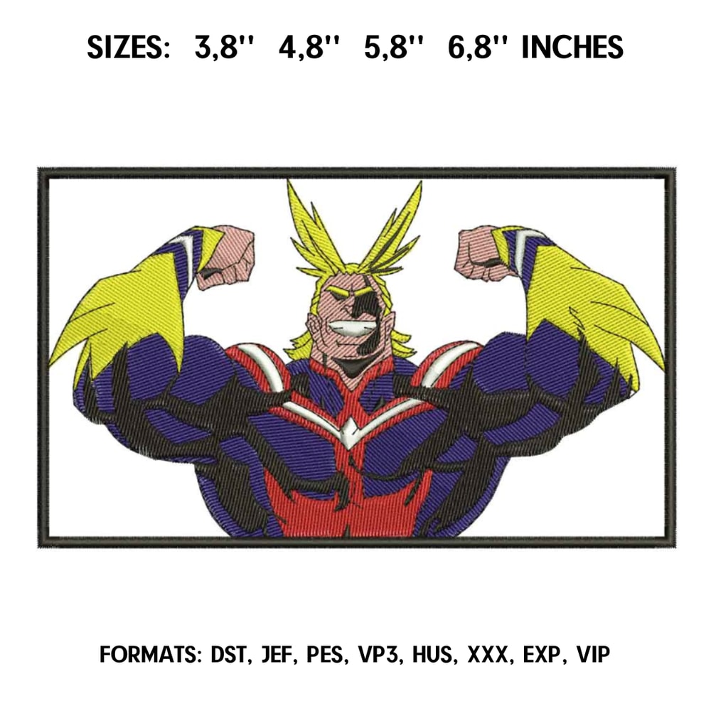 All Might Embroidery Design File My Hero Academia Anime Embroidery Design Machine embroidery pattern, Anime inspired.png