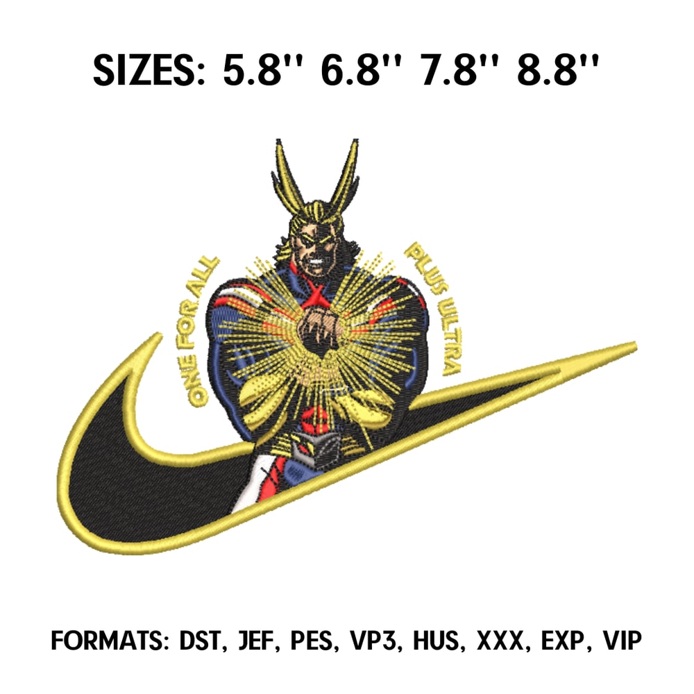 All Might Embroidery Design File, My Hero Academia Anime Embroidery Design, Machine embroidery pattern, Anime inspired.png