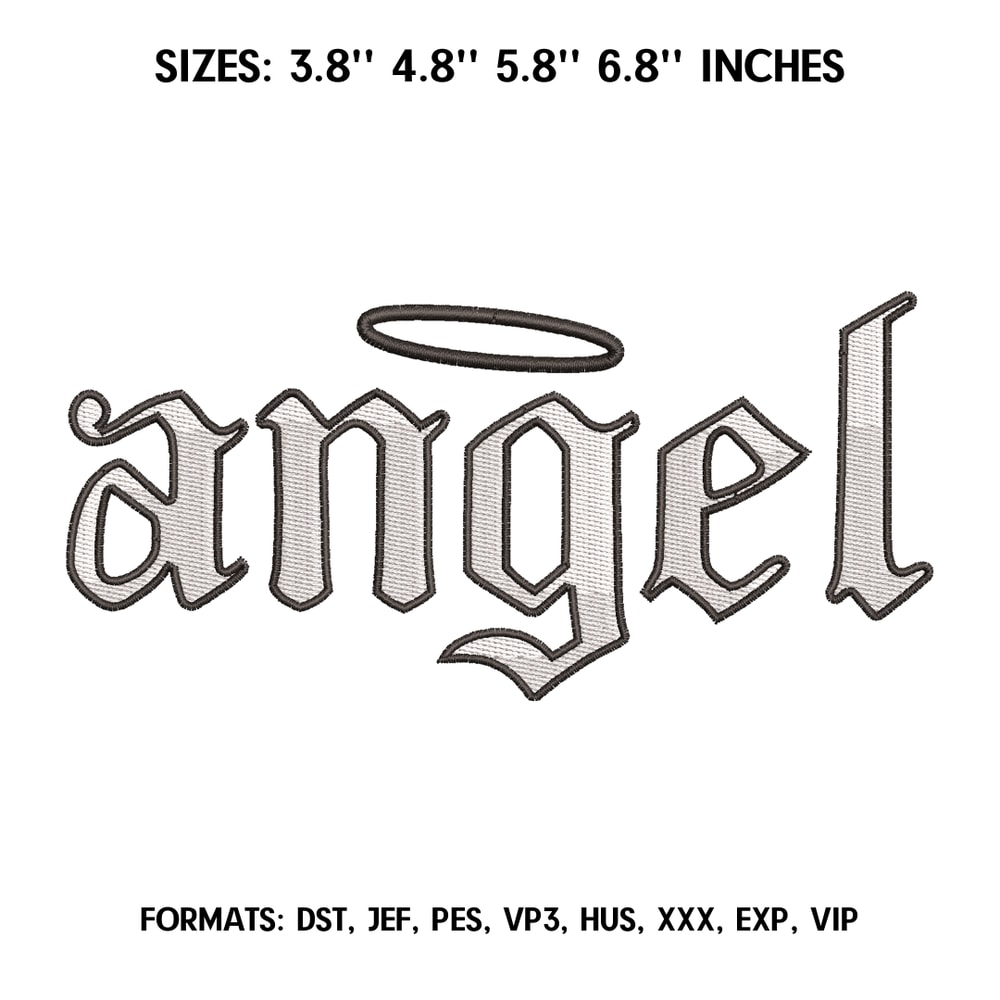 Angel Letter Embroidery Design File, Cutie Embroidery Design, Machine embroidery pattern..png
