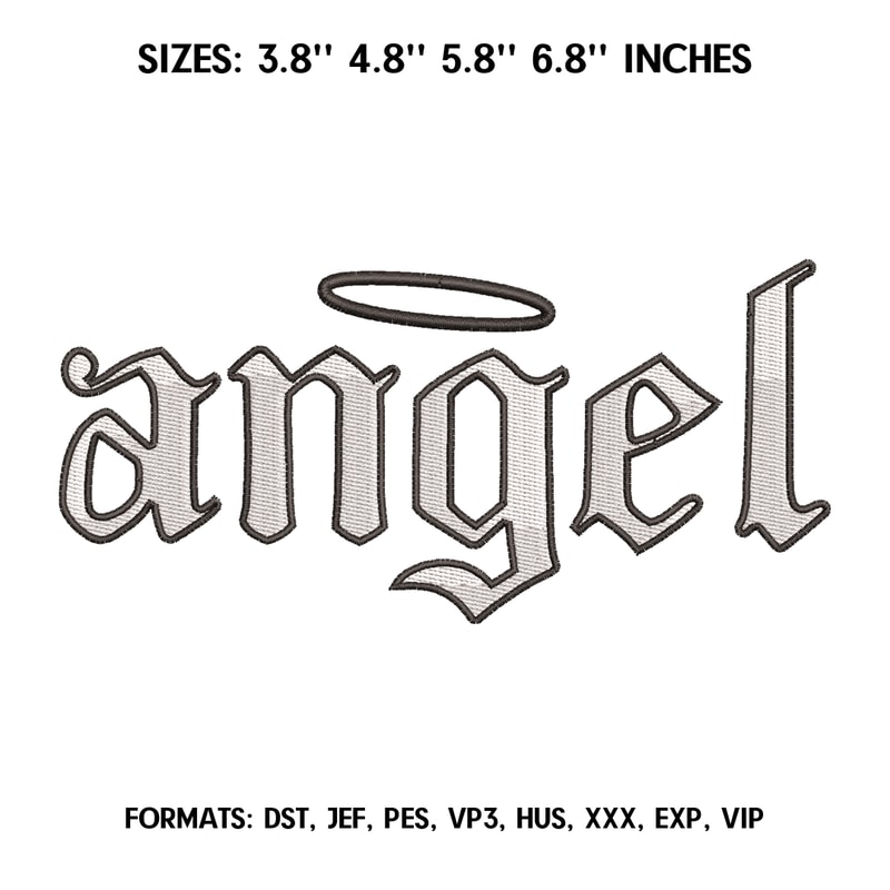 Angel Letter Embroidery Design File, Cutie Embroidery Design, Machine embroidery pattern..png