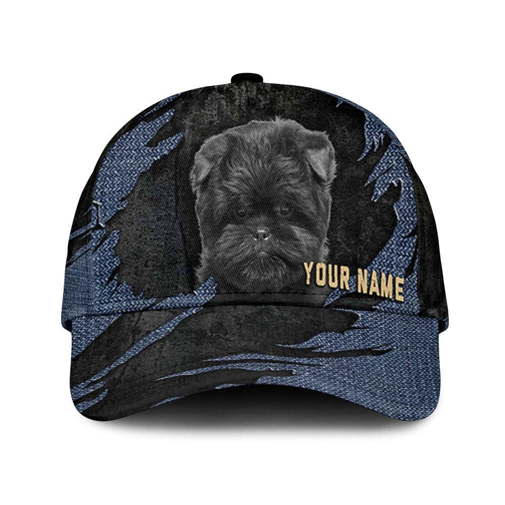 Affenpinscher Jean Background Custom Name & Photo Dog Cap - Classic Baseball Cap All Over Print - Gift For Dog Lovers 1.jpg