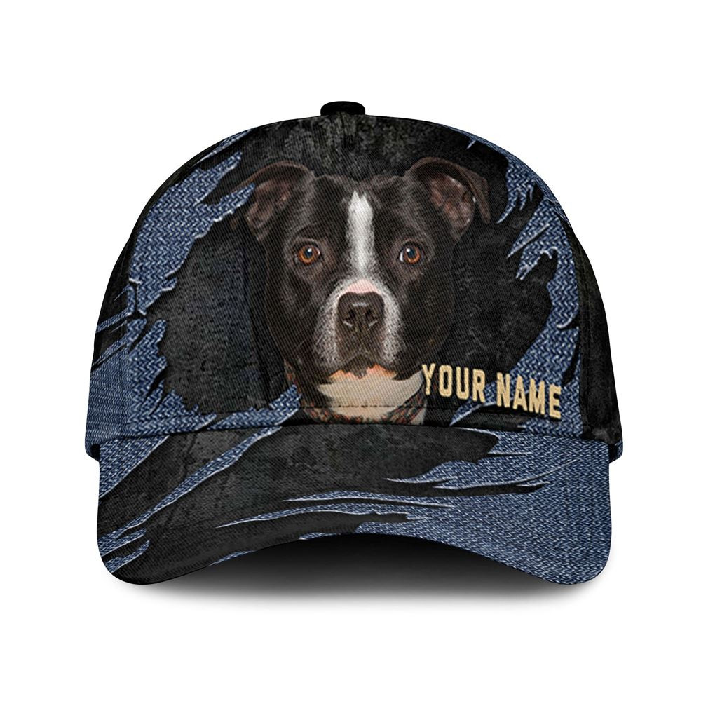 Australian Cattle Dog Jean Background Custom Name & Photo Dog Cap - Classic Baseball Cap All Over Print - Gift For Dog Lovers 1.jpg