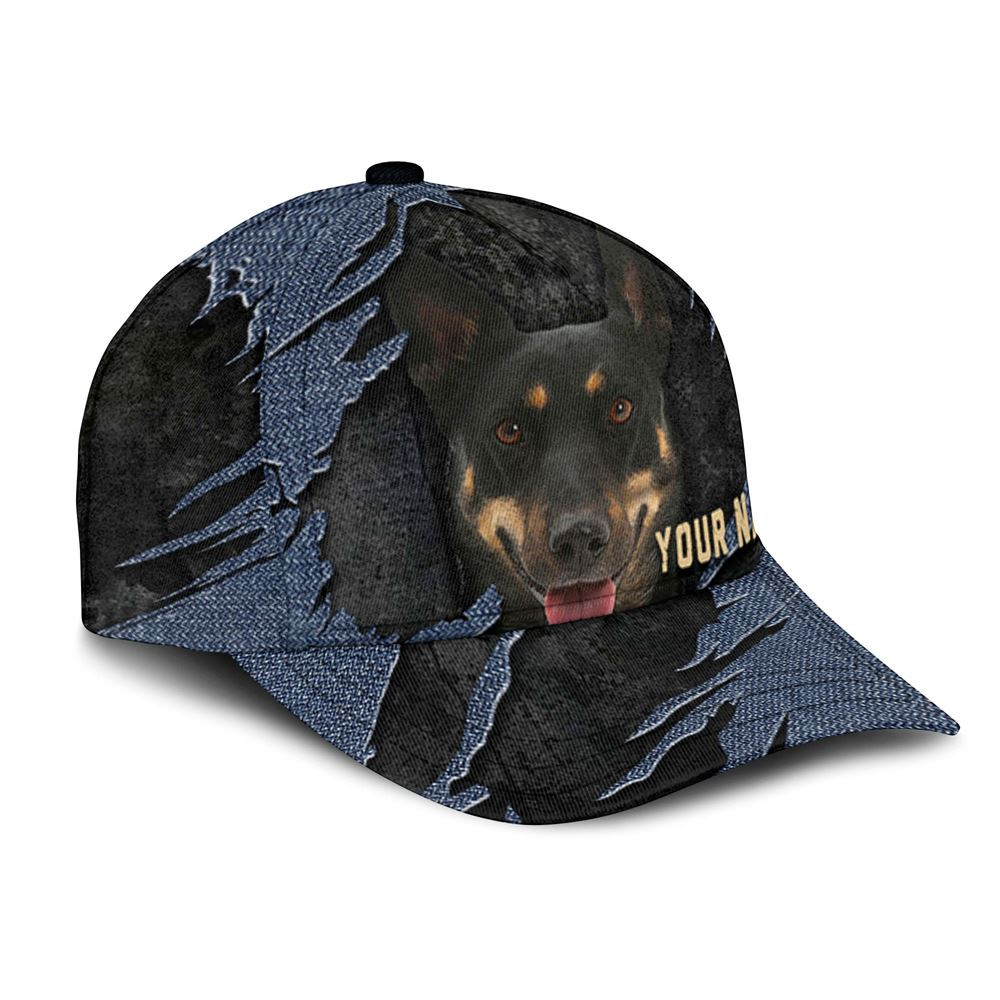 Australian Kelpie Jean Background Custom Name & Photo Dog Cap - Classic Baseball Cap All Over Print - Gift For Dog Lovers 2.jpg