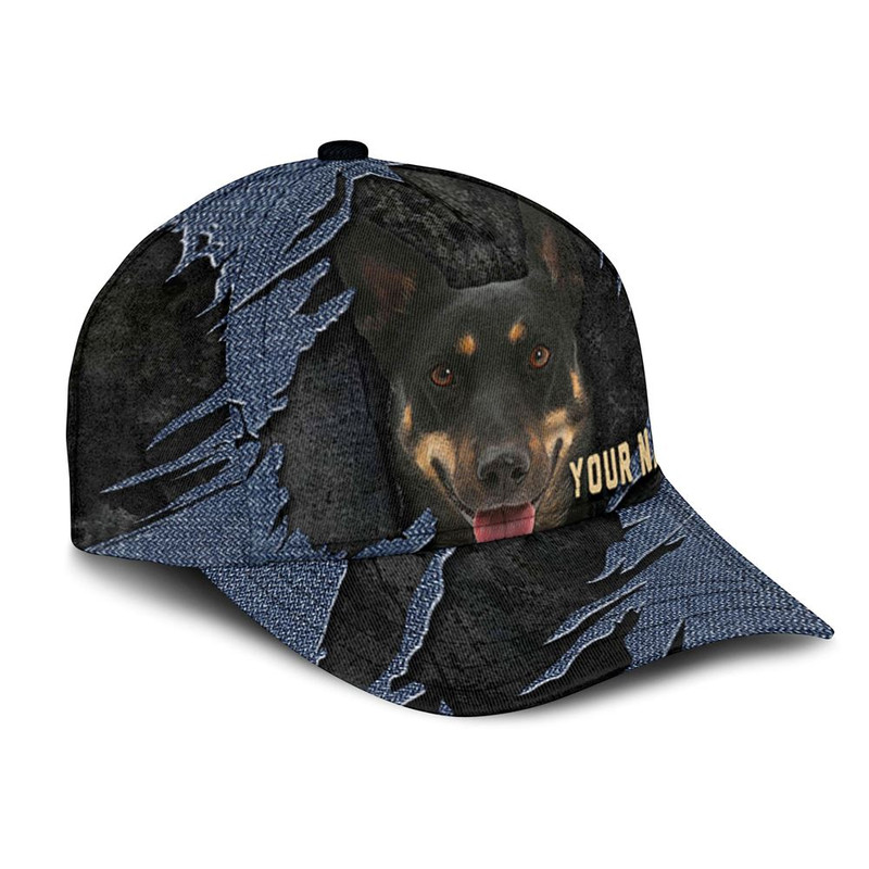 Australian Kelpie Jean Background Custom Name & Photo Dog Cap - Classic Baseball Cap All Over Print - Gift For Dog Lovers 2.jpg
