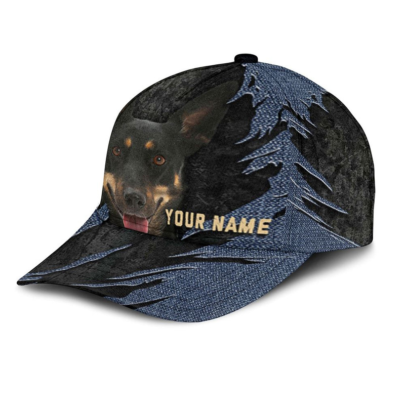 Australian Kelpie Jean Background Custom Name & Photo Dog Cap - Classic Baseball Cap All Over Print - Gift For Dog Lovers 3.jpg