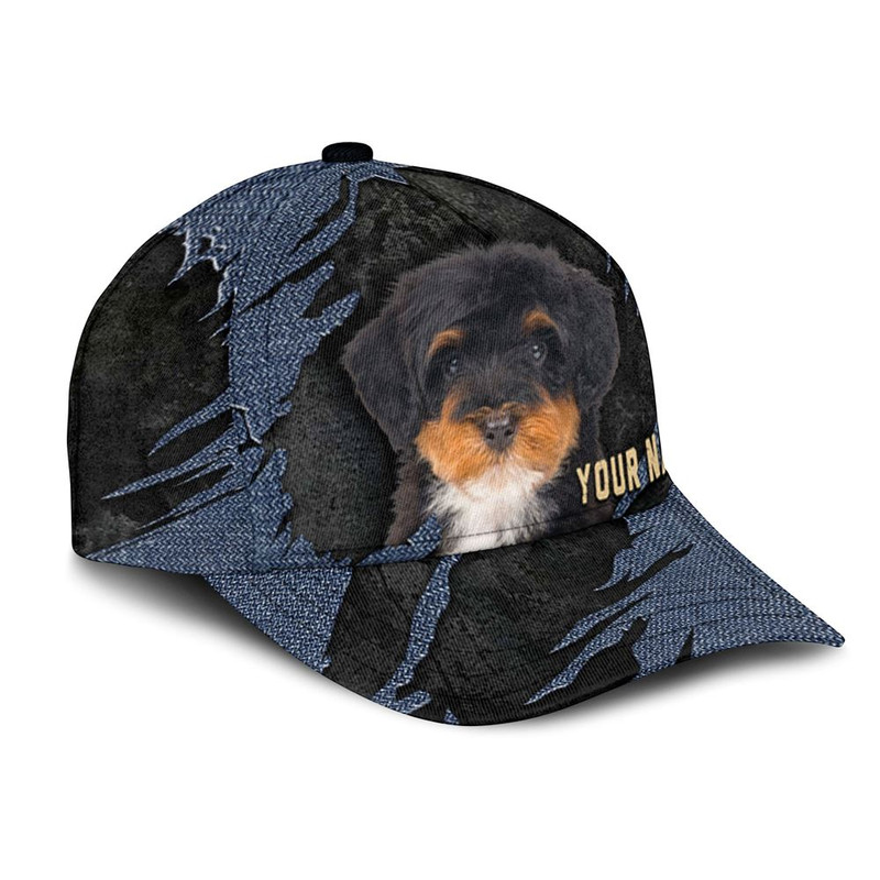 Bernedoodle Jean Background Custom Name & Photo Dog Cap - Classic Baseball Cap All Over Print - Gift For Dog Lovers 2.jpg