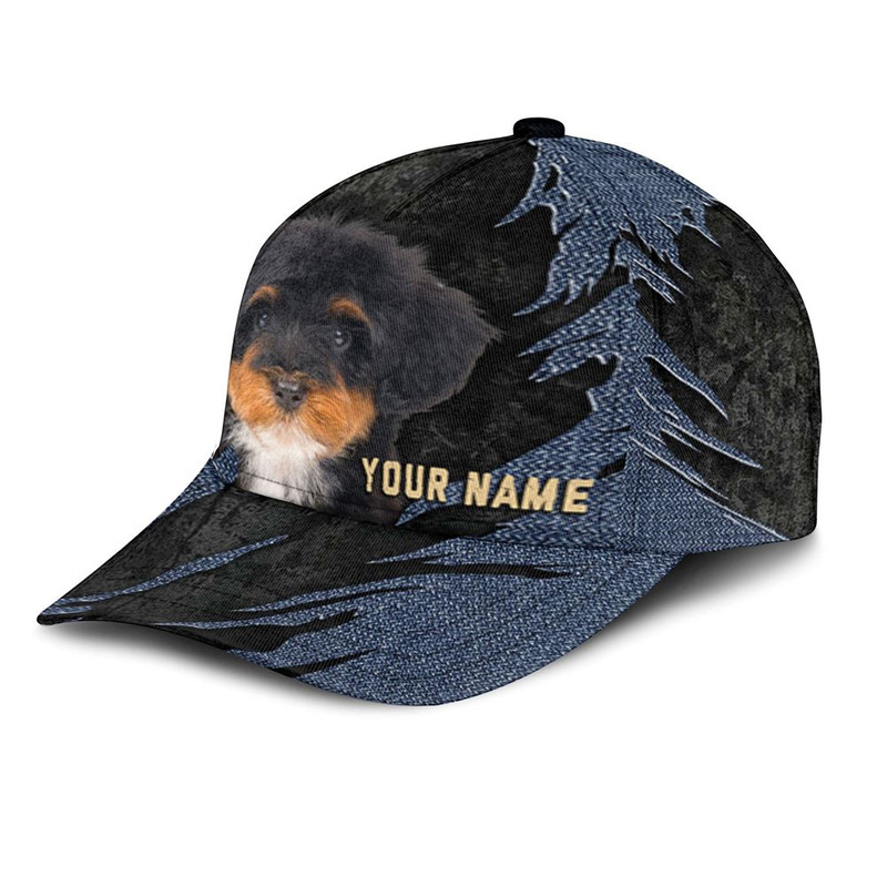 Bernedoodle Jean Background Custom Name & Photo Dog Cap - Classic Baseball Cap All Over Print - Gift For Dog Lovers 3.jpg