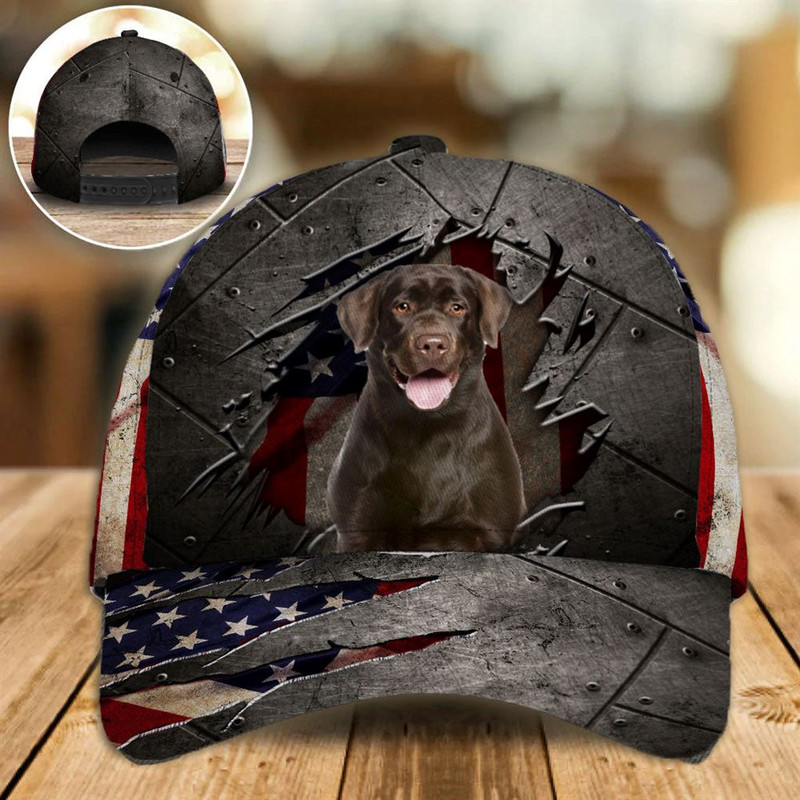 Black Labrador On The American Flag Cap Custom Photo - Hats For Walking With Pets - Gifts Dog Hats For Relatives 1.jpg