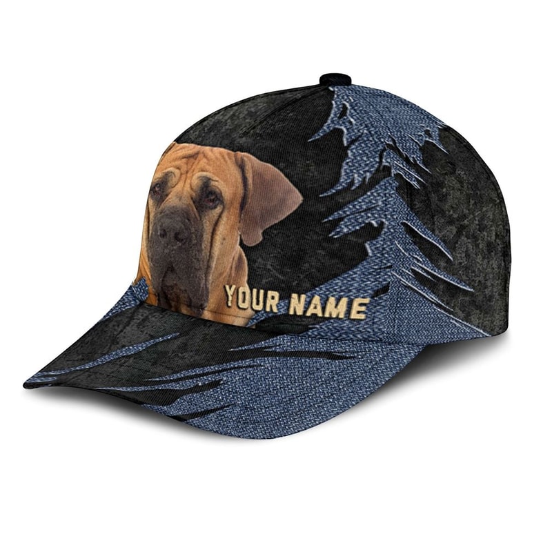 Boerboel Jean Background Custom Name & Photo Dog Cap - Classic Baseball Cap All Over Print - Gift For Dog Lovers 3.jpg