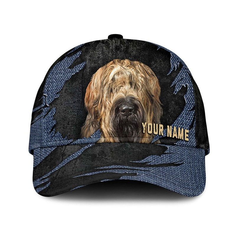 Briard Jean Background Custom Name & Photo Dog Cap - Classic Baseball Cap All Over Print - Gift For Dog Lovers 1.jpg