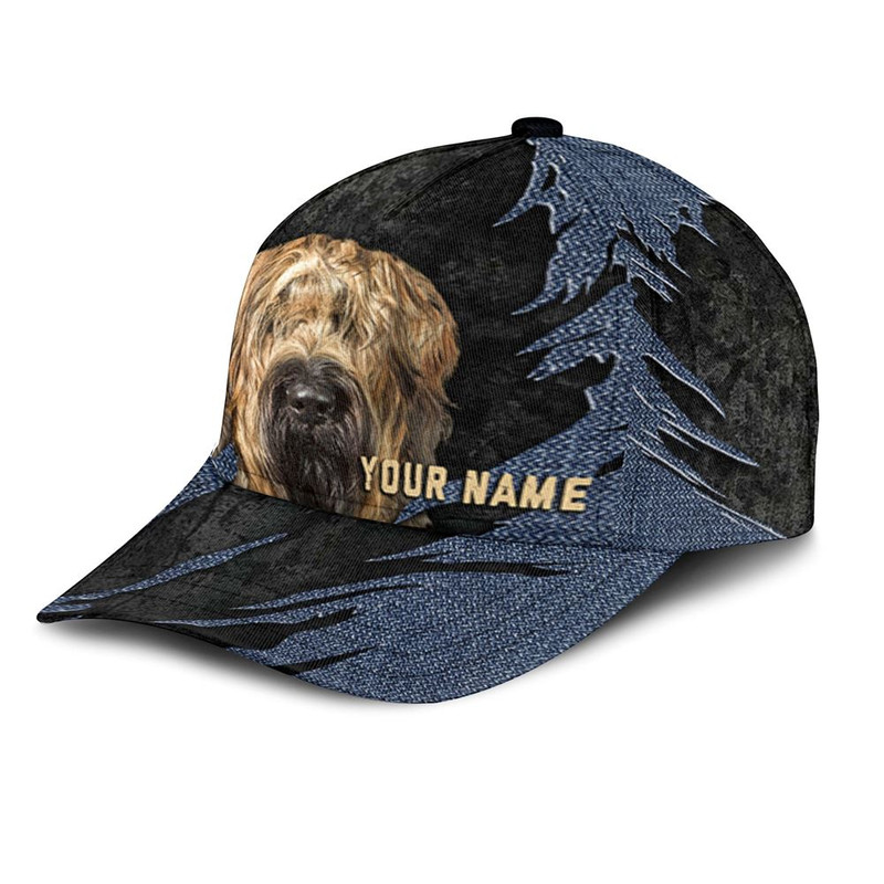 Briard Jean Background Custom Name & Photo Dog Cap - Classic Baseball Cap All Over Print - Gift For Dog Lovers 3.jpg