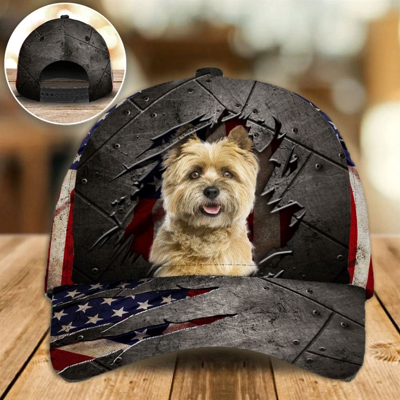 Cairn Terrier On The American Flag Cap Custom Photo - Hats For Walking With Pets - Gifts Dog Hats For Relatives 1.jpg
