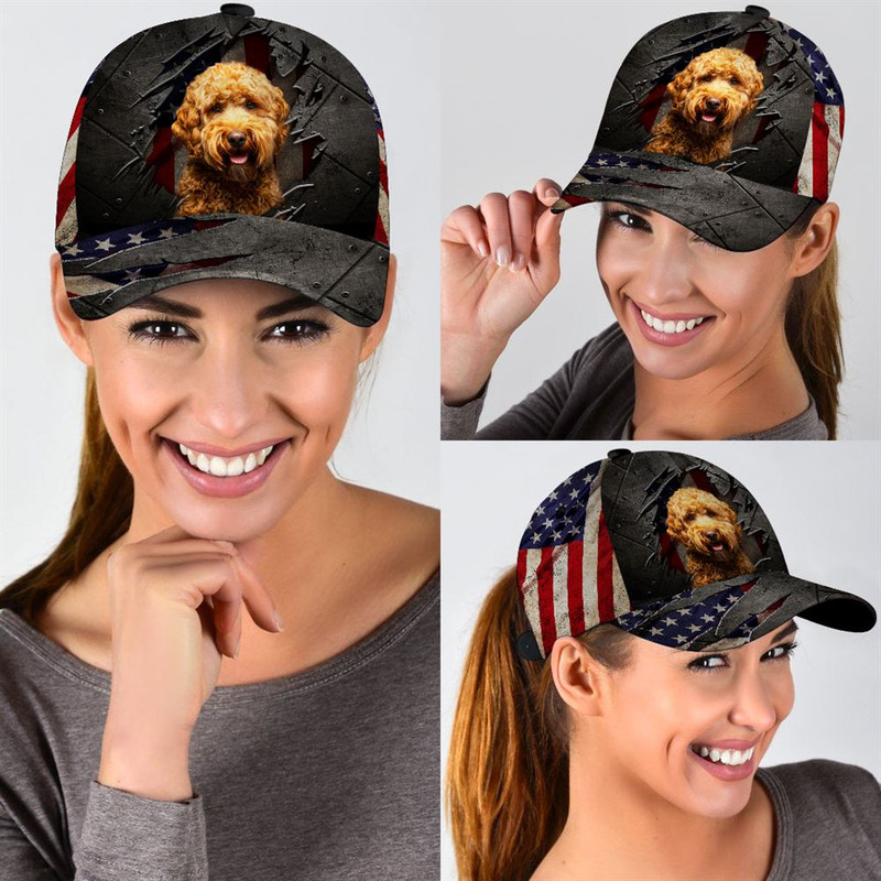 Cavapoo On The American Flag Cap Custom Photo - Hats For Walking With Pets - Gifts Dog Caps For Friends 2.jpg