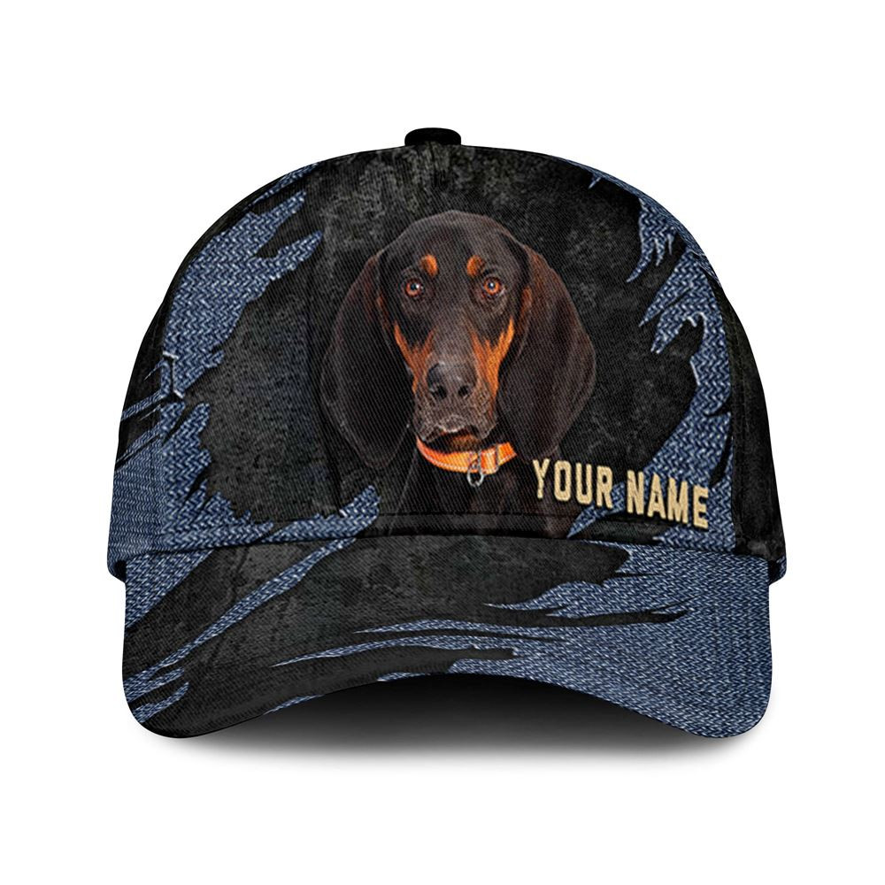 Coonhound Jean Background Custom Name & Photo Dog Cap - Classic Baseball Cap All Over Print - Gift For Dog Lovers 1.jpg