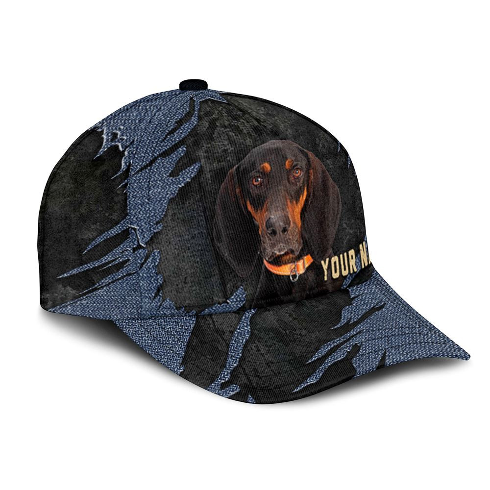 Coonhound Jean Background Custom Name & Photo Dog Cap - Classic Baseball Cap All Over Print - Gift For Dog Lovers 2.jpg