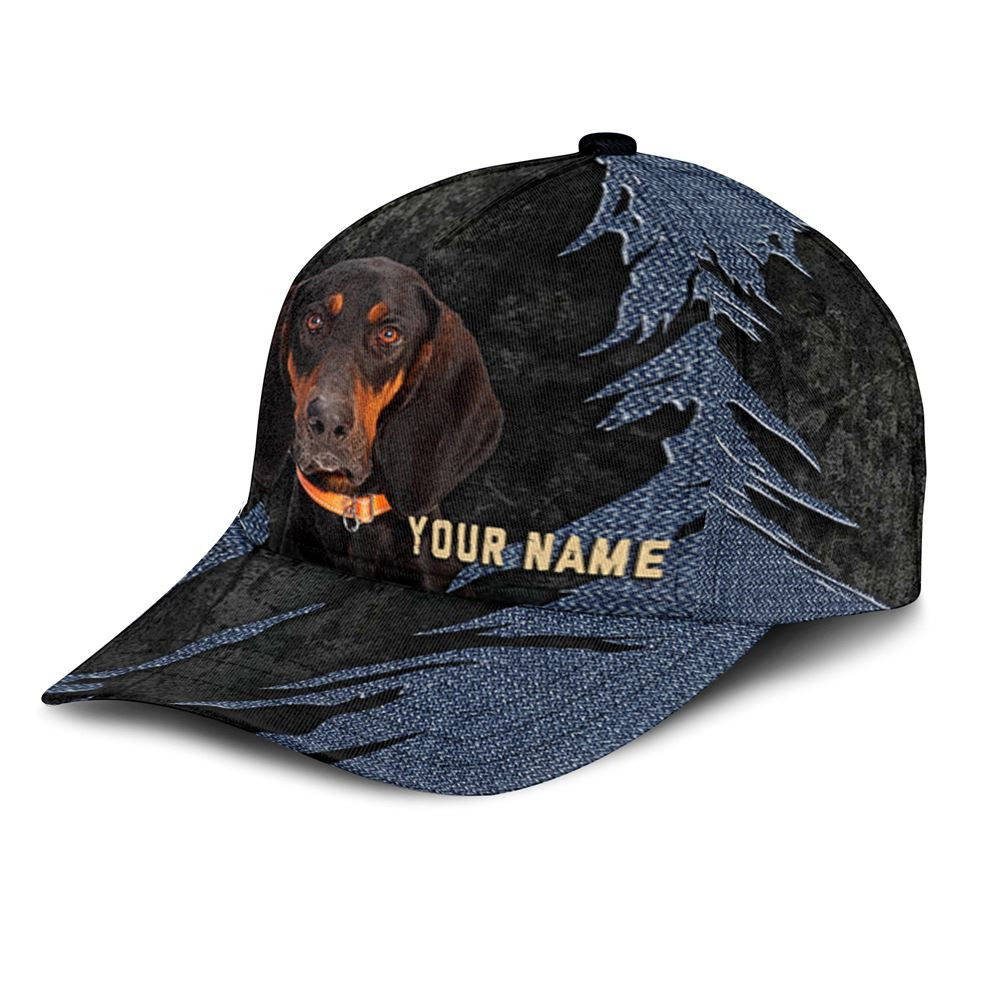 Coonhound Jean Background Custom Name & Photo Dog Cap - Classic Baseball Cap All Over Print - Gift For Dog Lovers 3.jpg