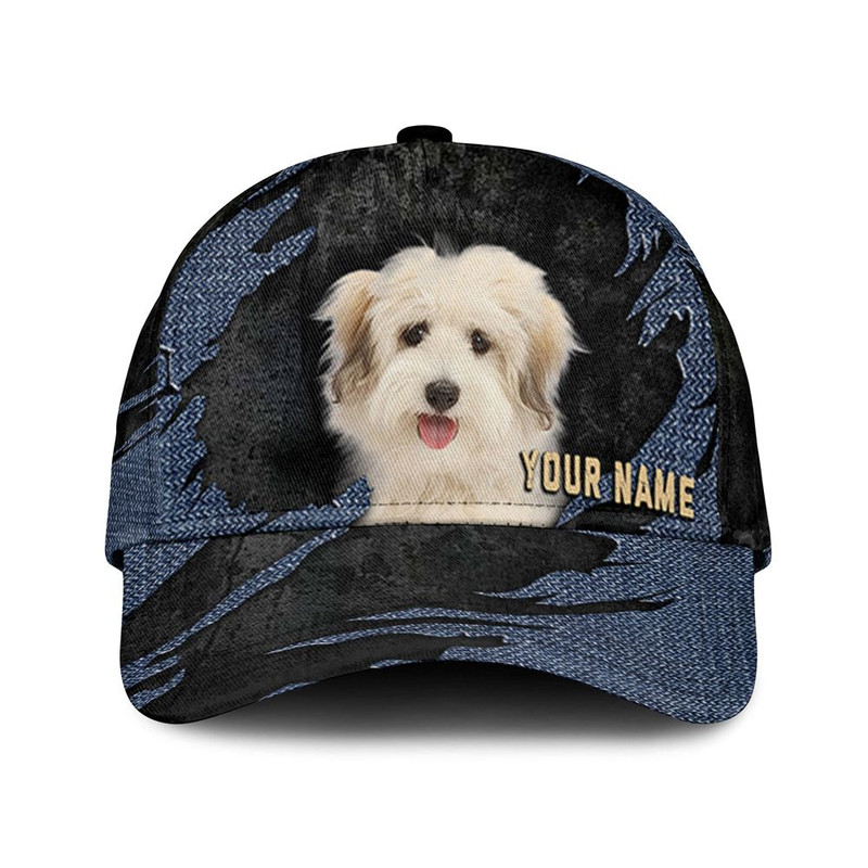 Coton De Tulear Jean Background Custom Name & Photo Dog Cap - Classic Baseball Cap All Over Print - Gift For Dog Lovers 1.jpg