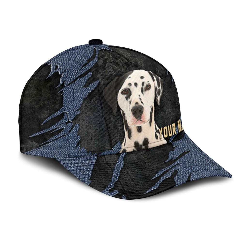 Dalmatian Jean Background Custom Name & Photo Dog Cap - Classic Baseball Cap All Over Print - Gift For Dog Lovers 2.jpg
